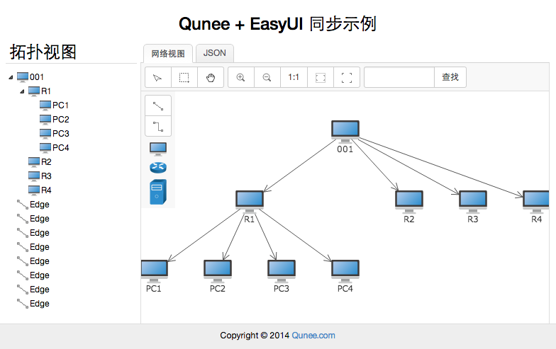 Qunee + EasyUI 同步示例