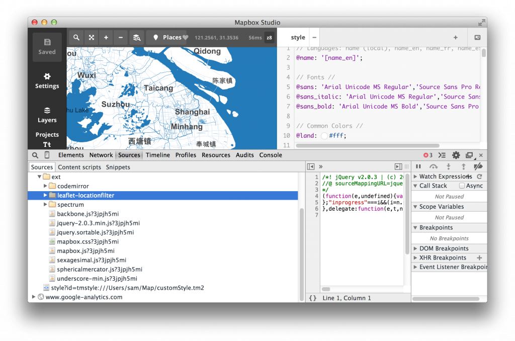 mapbox studio中用到的web技术：Mapnik, node.js, backbone.js, leaflet, codemirror